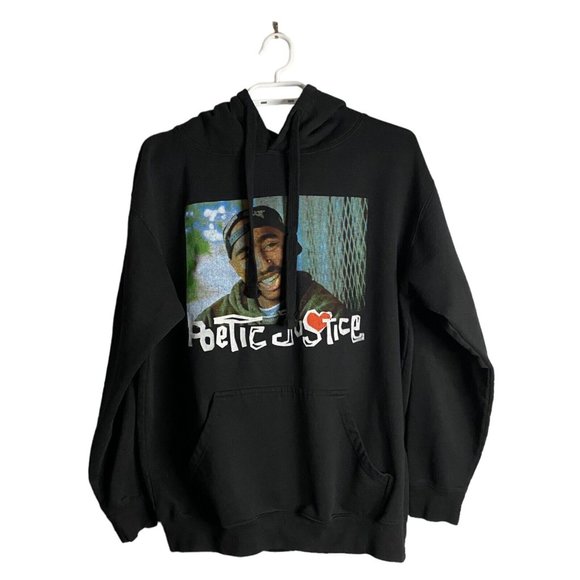 Poetic Justice Faded Black Pullover Sweatshirt Hoodie - Picture 2 of 4